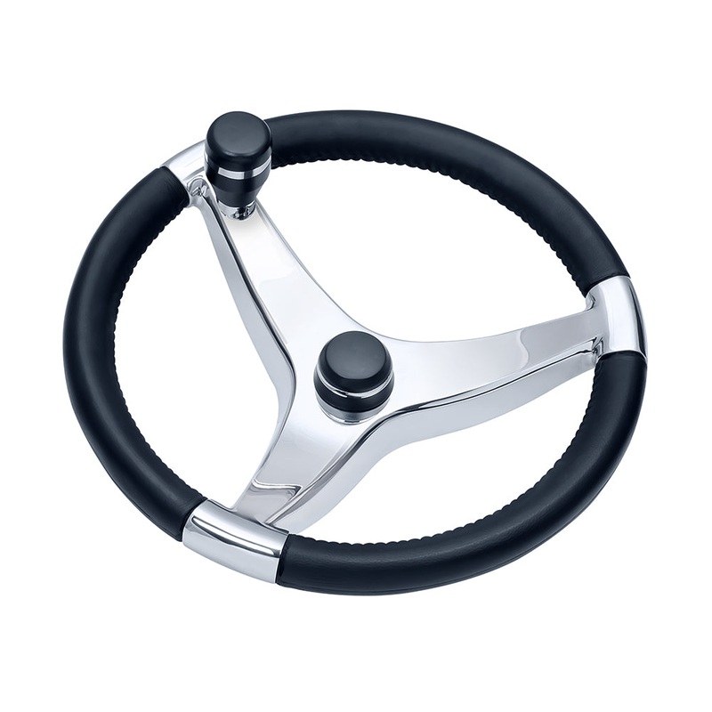 Schmitt Marine Evo Pro 316 Cast Stainless Steel Steering Wheel w/Control Knob – 13.5 Diameter [7241321FGK]