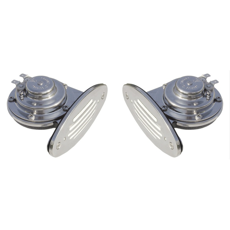 Schmitt Marine Mini Stainless Steel Dual Drop-In Horn w/Stainless Steel Grills High  Low Pitch [10055]