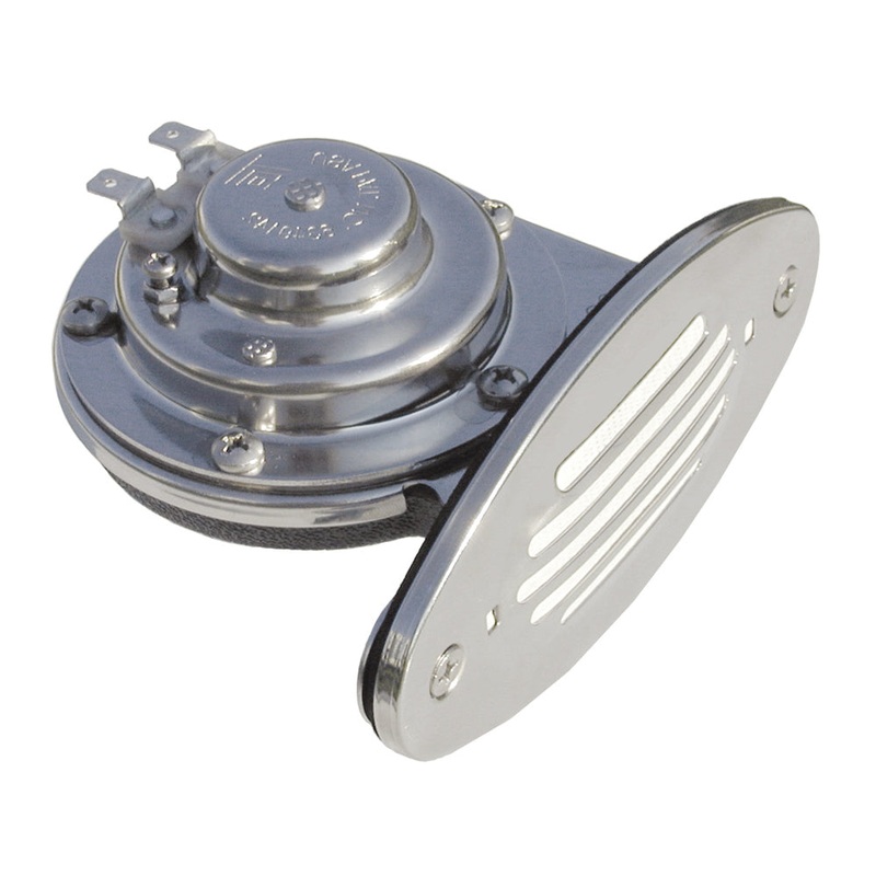 Schmitt Marine Mini Stainless Steel Single Drop-In Horn w/Stainless Steel Grill – 12V High Pitch [10051]