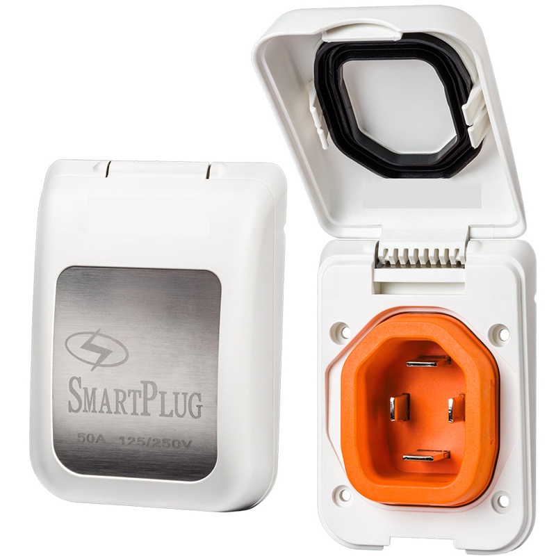 SmartPlug 50 AMP Male Non-Metallic Inlet Cover – White [BM50PW]