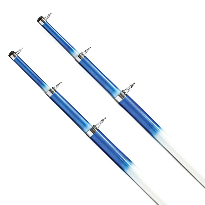 Tigress 15 Telescoping Fiberglass Outrigger Poles – 1-1/8 O.D. – White/Blue – Pair [88200]