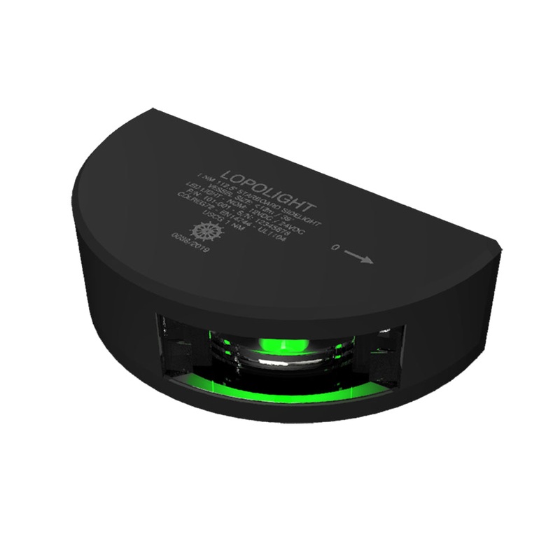 Lopolight Series 101-001 – Starboard Side Light – 1NM – Vertical Mount – Green – Black Housing [101-001-B]