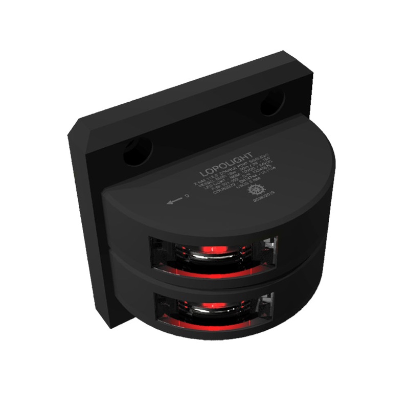 Lopolight Series 301-002 – Double Stacked Port Sidelight – 2NM – Vertical Mount – Red – Black Housing [301-002ST-B]