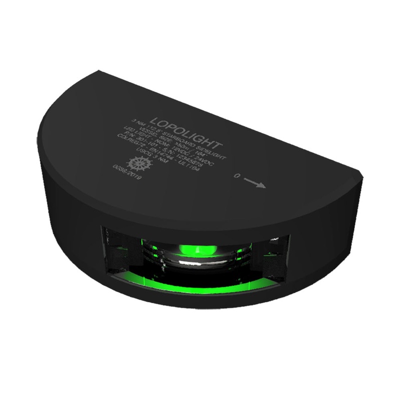 Lopolight Series 301-101 – Starboard Sideight – 3NM – Vertical Mount – Green – Black Housing [301-101-B]