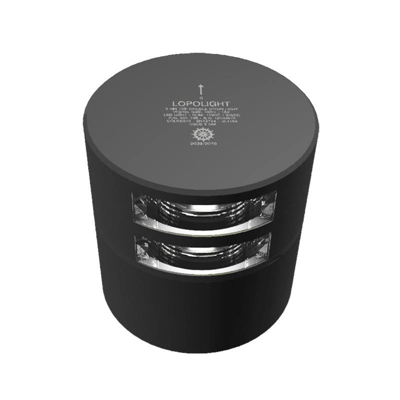 Lopolight Series 301-106 – Double Stacked Stern Light – 3NM – Horizontal Mount – White – Black Housing [301-105ST-B]