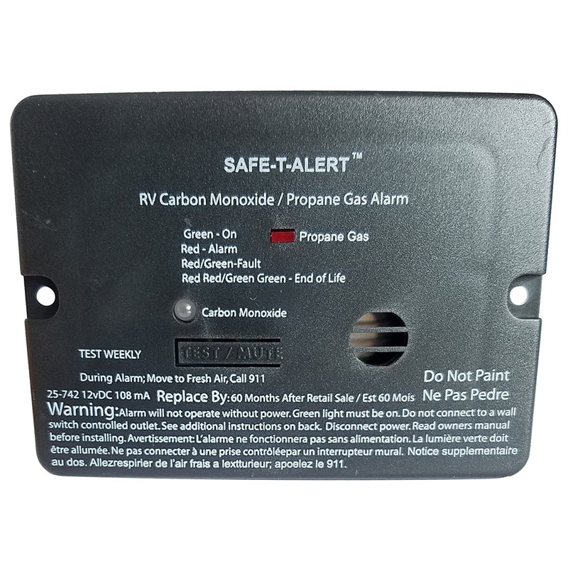 Safe-T-Alert Combo Carbon Monoxide Propane Alarm – Flush Mount – Mini – Black [25-742-BL]