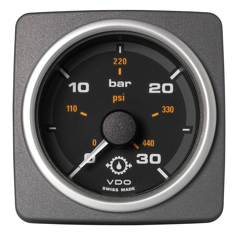 Veratron 52 MM (2-1/16) AcquaLink Transmission Oil Pressure 30 Bar/440 PSI – Black Dial  Bezel [A2C59501937]