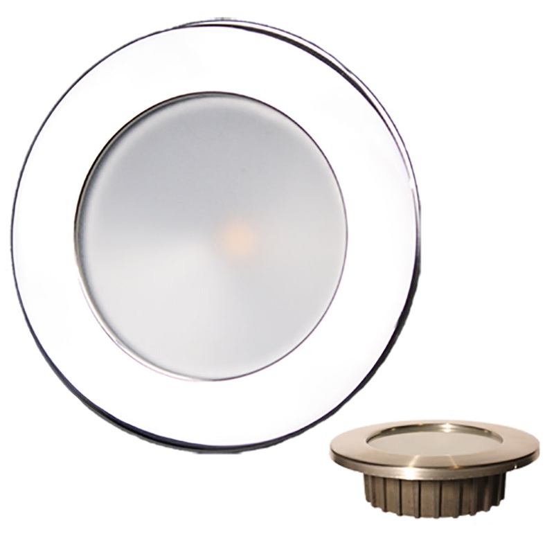 Lunasea Gen3 Warm White, RGBW Full Color 3.5 IP65 Recessed Light w/Polished Stainless Steel Bezel – 12VDC [LLB-46RG-3A-SS]