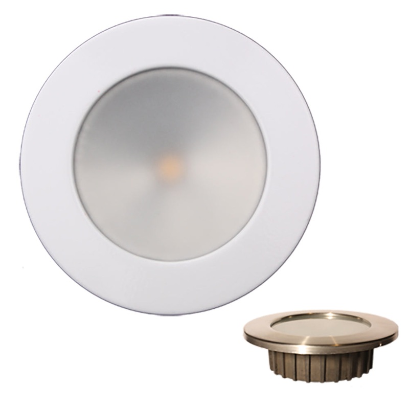 Lunasea Gen3 Warm White, RGBW Full Color 3.5 IP65 Recessed Light w/White Stainless Steel Bezel – 12VDC [LLB-46RG-3A-WH]