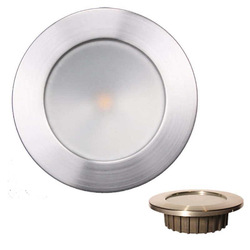 Lunasea ZERO EMI Recessed 3.5 LED Light – Warm White, Blue w/Brushed Stainless Steel Bezel – 12VDC [LLB-46WB-0A-BN]