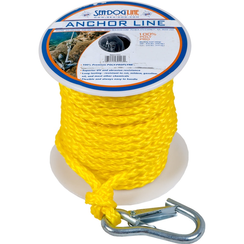 Sea-Dog Poly Pro Anchor Line w/Snap – 3/8 x 75 – Yellow [304210075YW-1]