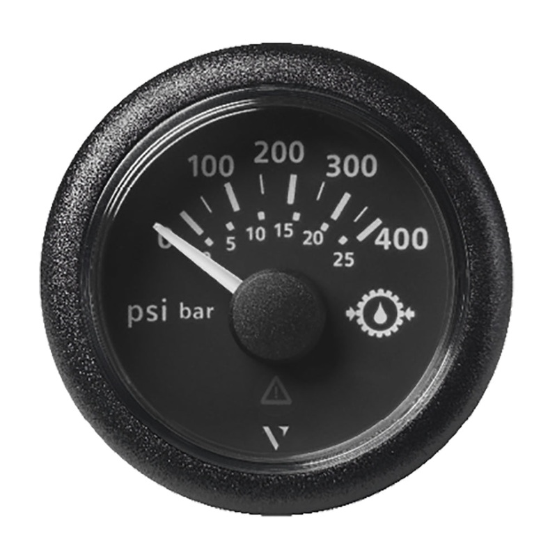 Veratron 2-1/16 (52mm) ViewLine Transmission Oil Pressure 400 PSI/25 Bar – Black Dial  Round Bezel [A2C59514145]