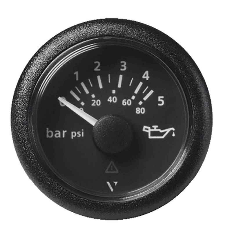 Veratron 52 MM (2-1/16) ViewLine Oil Pressure Gauge 5 Bar/80 PSI – Black Dial  Round Bezel [A2C59514123]