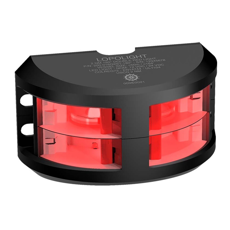 Lopolight Series 200-016 – Double Stacked Navigation Light – 2NM – Vertical Mount – Red -Black Housing [200-016G2ST-B]
