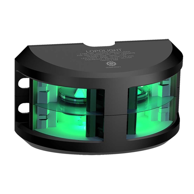Lopolight Series 200-018 – Double Stacked Navigation Light – 2NM – Vertical Mount – Green – Black Housing [200-018G2ST-B]