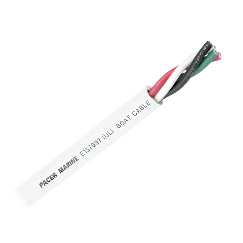 Pacer Round 4 Conductor Cable – 500 – 10/4 AWG – Black, Green, Red  White [WR10/4-500]