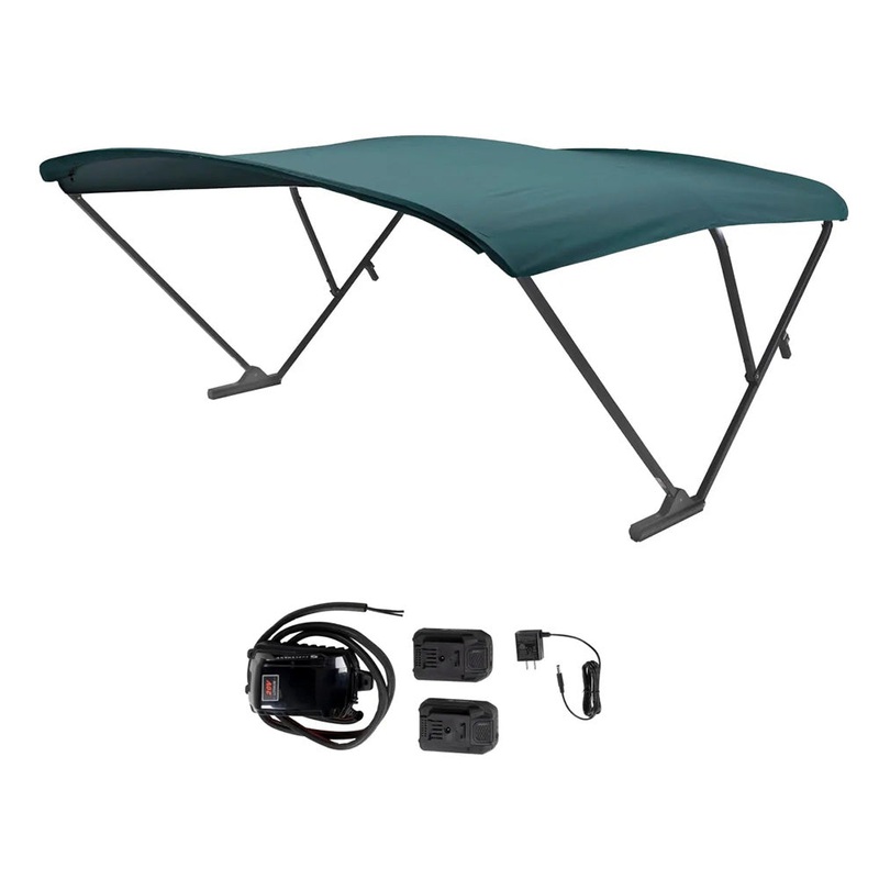 SureShade Battery Powered Bimini – Black Anodized Frame  Green Fabric [2021133099]