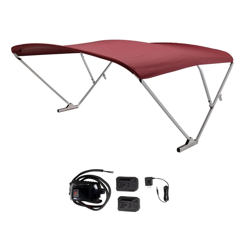 SureShade Battery Powered Bimini – Clear Anodized Frame  Burgundy Fabric [2021133090]