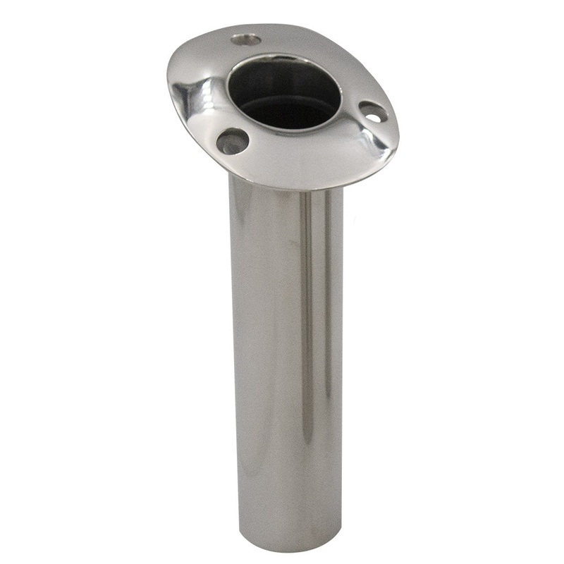C.E. Smith 70 Series Standard Flush Mount Rod Holder – 15 Degree – Stainless Steel – Gimbal Bar Bottom – Black Liner [536710]
