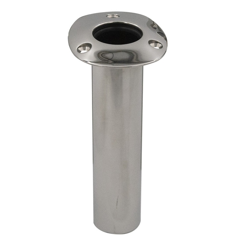 C.E. Smith 80 Series Standard Flush Mount Rod Holder – 0 Degree – Stainless Steel – Cast Bottom – Black Liner [536800C]