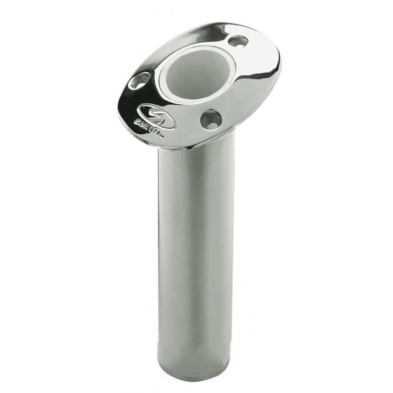 C.E. Smith Flush Mount Rod Holder – 15 Degree  9 Depth – Stainless Steel – Cast Gimbal – White Vinyl Liner [53671CA]