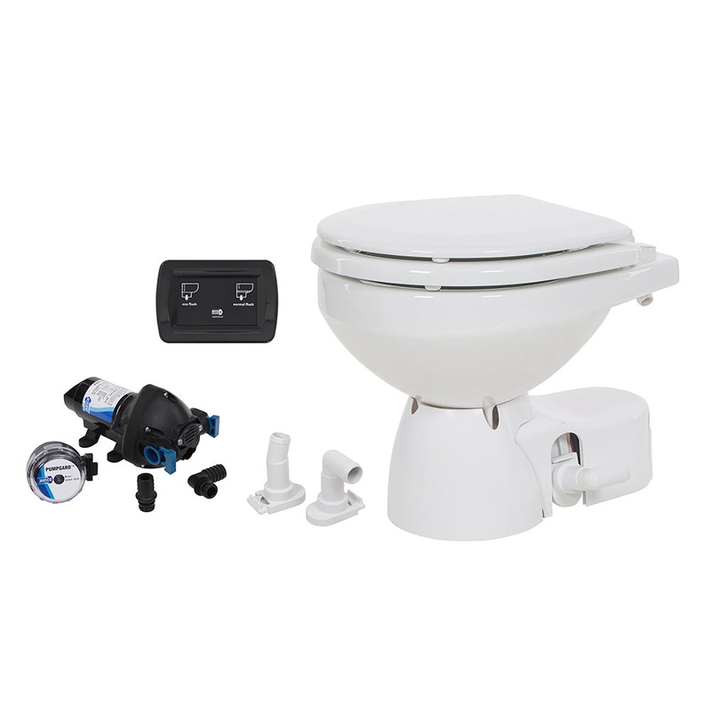 Jabsco Quiet Flush E2 Raw Water Toilet Compact Bowl – 12V – Soft Close Lid [38245-3092RSP]