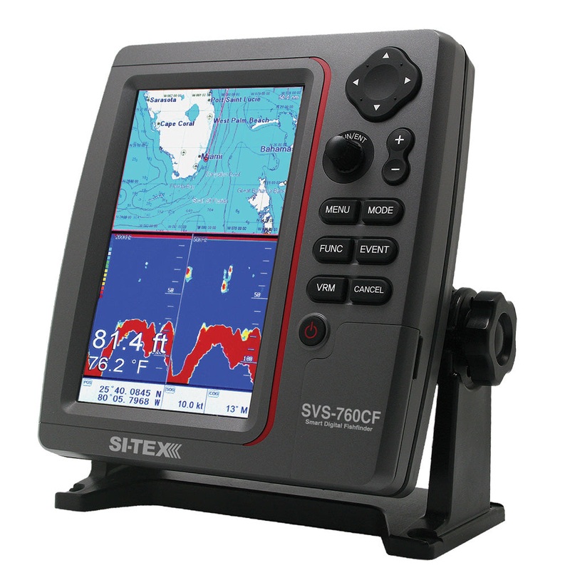 SI-TEX GPS Dual Frequency 600W Sonar System – 7 Color LCD w/Internal  External GPS Antenna  C-MAP 4D Card [SVS-760CF+]