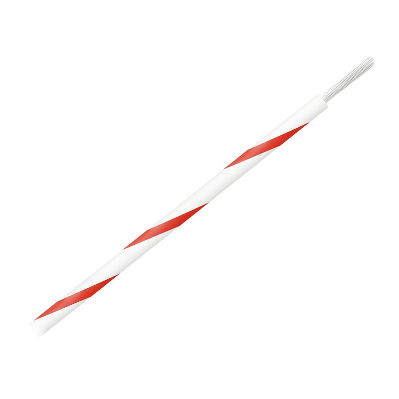 Pacer 16 AWG Gauge Striped Marine Wire 500′ Spool – White w/Red Stripe [WUL16WH-2-500]