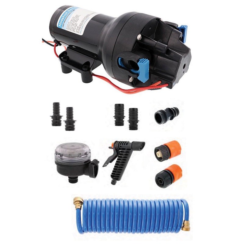Jabsco HotShot HD5 Heavy Duty Washdown Pump Kit w/25′ HoseCoil – 12V – 5GPM – 70PSI [P501J-119N-4A]