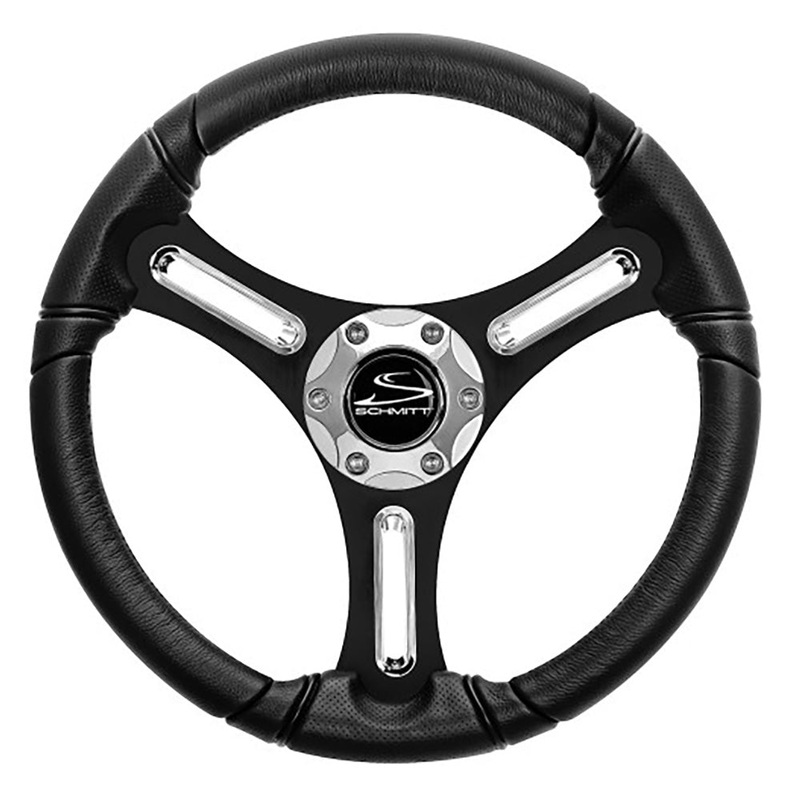 Schmitt Marine Torcello 14 Wheel – 03 Series – Polyurethane Wheel w/Chrome Spoke Inserts  Cap – Black Brushed Spokes – 3/4 – Retail Packaging [PU031104-12R]