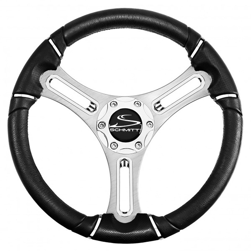 Schmitt Marine Torcello 14 Wheel – 04 Series – Polyurethane Wheel w/Chrome Trim  Cap – Brushed Spokes – 3/4 Tapered Shaft [PU043144-12R]