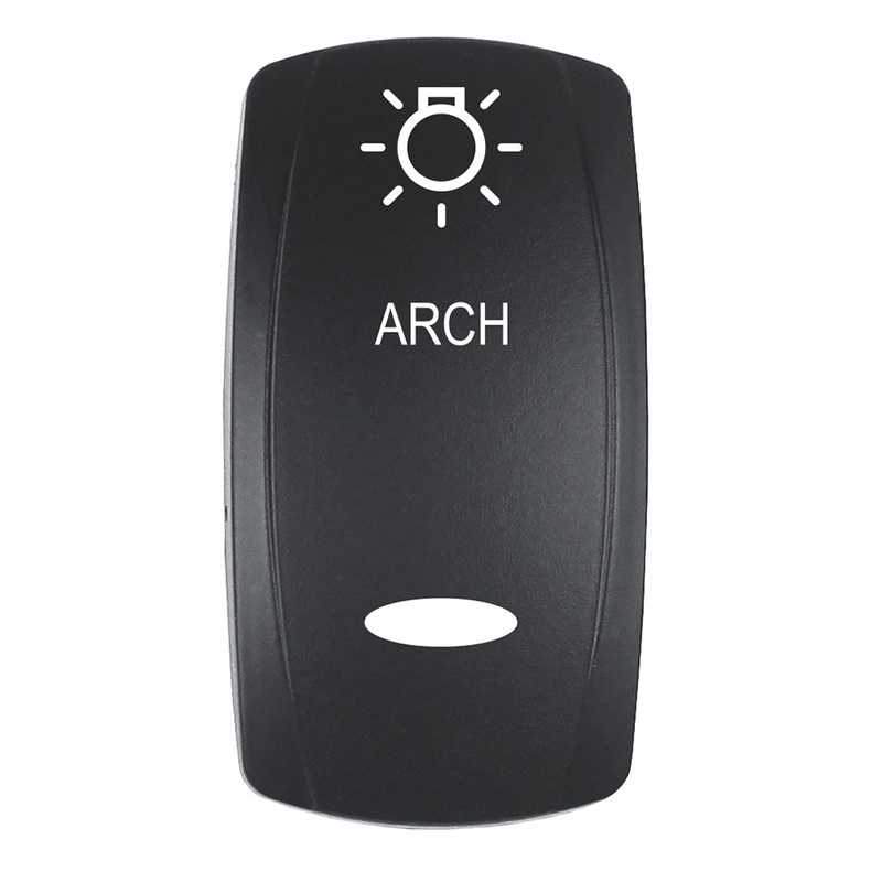 Pacer Actuator – ‘ARCH’ f/V Series Contura Switches – Black – Laser Etched (Top/Bottom Light) [EV2LE-ARCH]