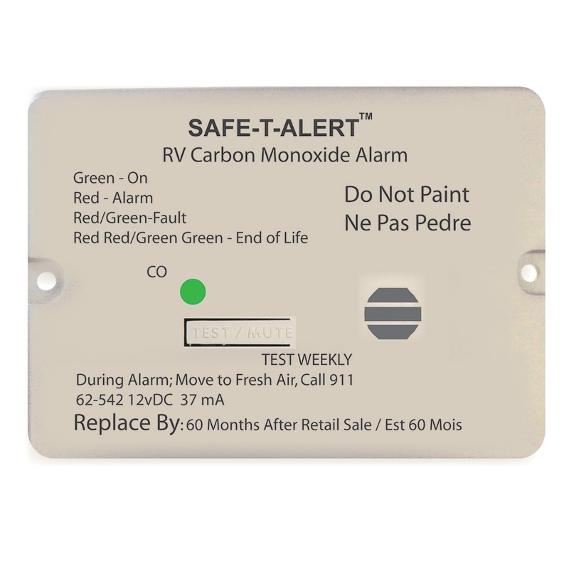 Safe-T-Alert 62 Series Carbon Monoxide Alarm – 12V – RV Flush Mount – White [62-542-WT]