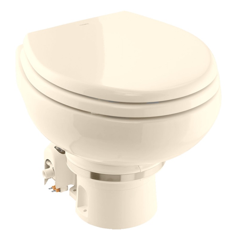 Dometic MasterFlush 7160 Bone Electric Macerating Toilet w/Orbit Base – Raw Water – 12V [9610007276]
