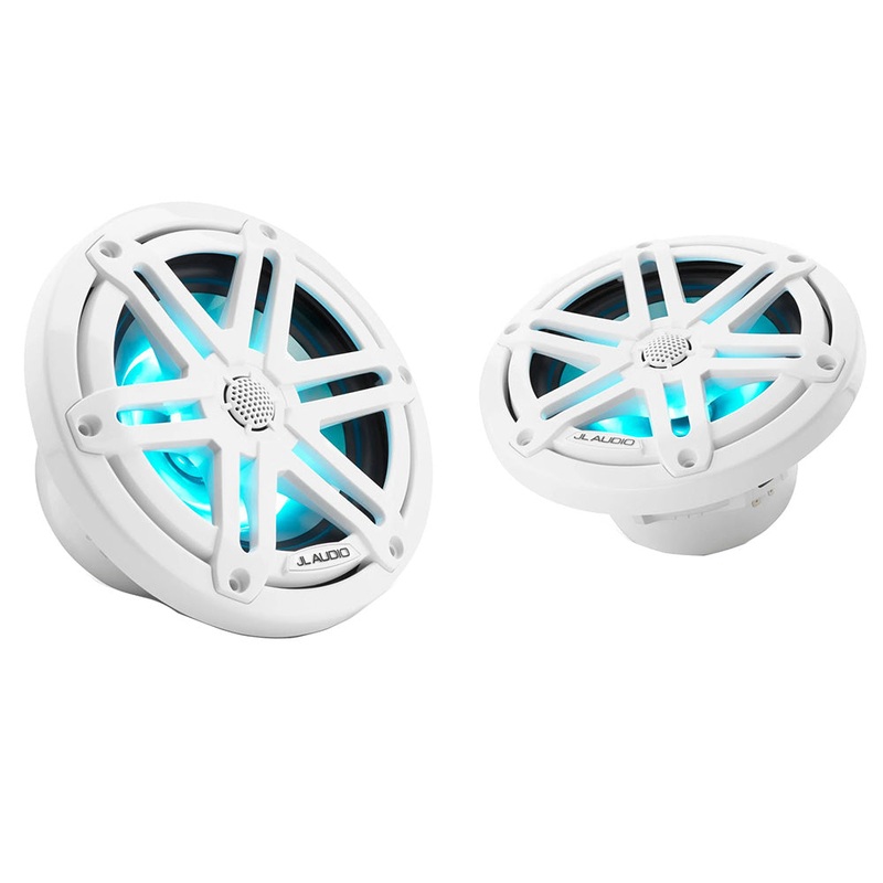 JL Audio M3 Series 6.5 Marine Coaxial Speakers w/Gloss White Sport Grilles w/RGB LED Lighting – M3-650X-S-Gw-i [010-03064-00]
