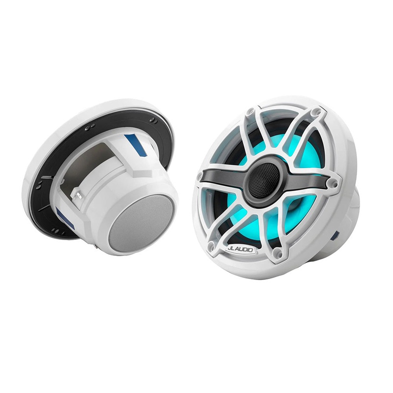 JL Audio M6 Series 6.5 Marine Coaxial Speakers w/Gloss White Sport Grille  Transflective LED Lighting – M6-650X-S-GwGw-i [010-03093-00]