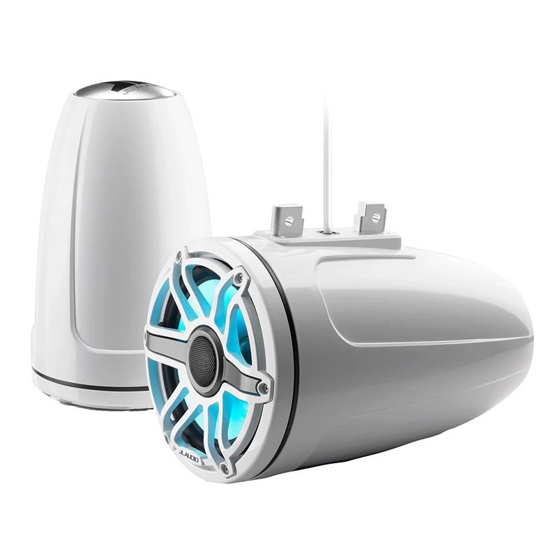 JL Audio M6 Series 7.7 Enclosed Tower Coaxial System w/Gloss White Classic Grille  Transflective LED Lighting – M6-770ETXv3-Gw-S-GwGw-i [010-03278-00]