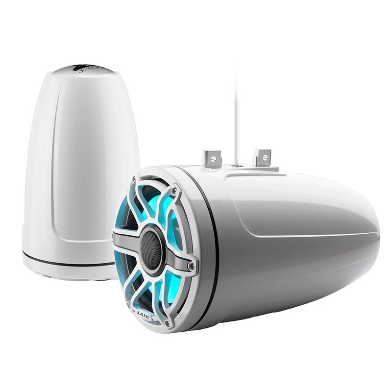 JL Audio M6 Series 8.8 Enclosed Tower Coaxial System w/Gloss White Sport Grille  Transflective LED Lighting – M6-880ETXv3-Gw-S-GwGw-i [010-03283-00]