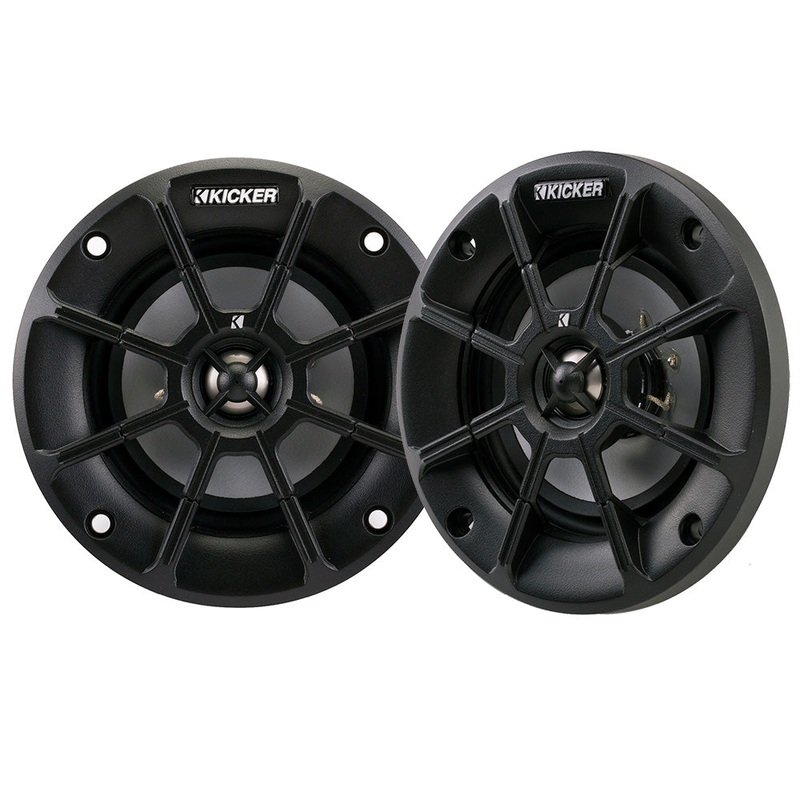 KICKER PS4 4 Powersports Weather-Proof Coaxial Speakers – 2-Ohm, Black [40PS42]