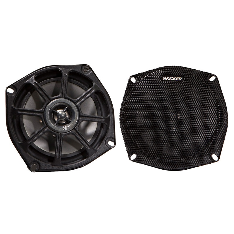 KICKER PS5250 5.25 Weather-Resistant Coaxial Speakers f/Motorcycles/ATVs – 4-Ohm, Black [10PS52504]