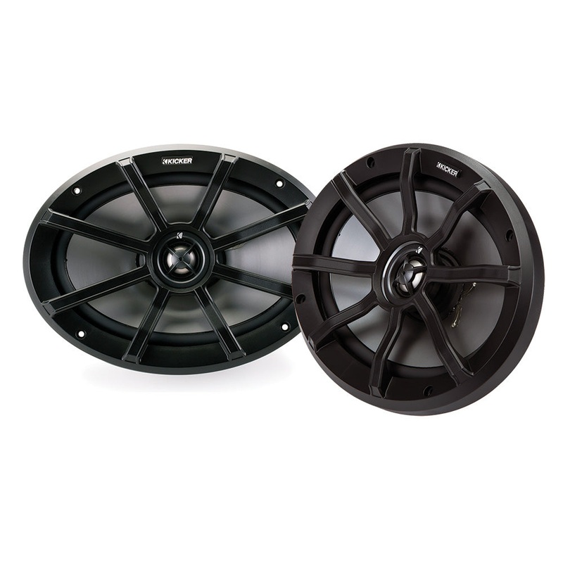 KICKER PS69 6×9 Powersports Weather-Proof Coaxial Speakers – 4-Ohm, Black [40PS694]