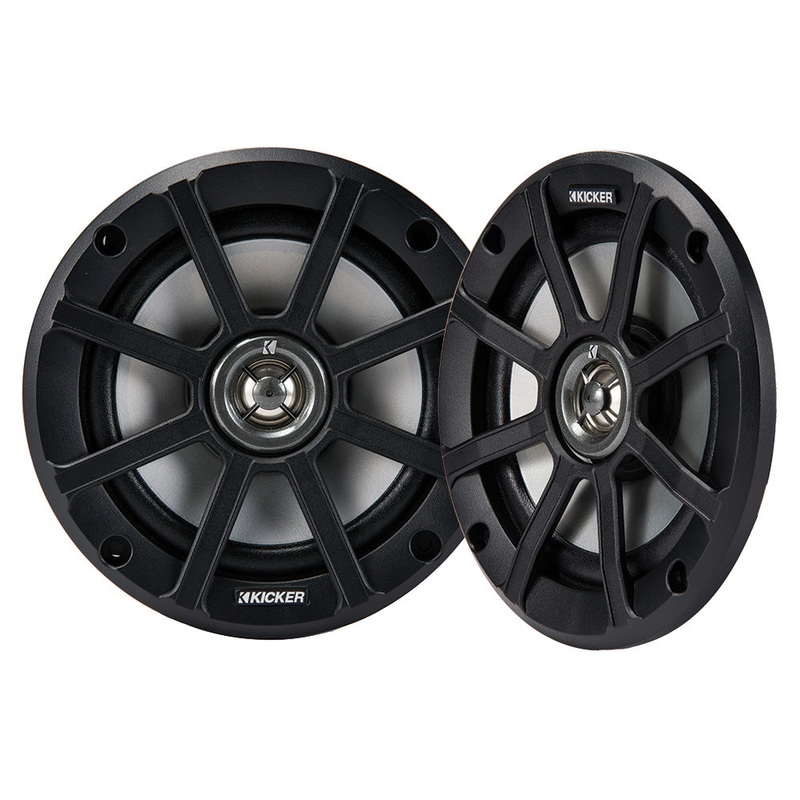 KICKER PSC65 6.5 Powersports Weather-Proof Coaxial Speakers – 2-Ohm, Black [51PSC652]