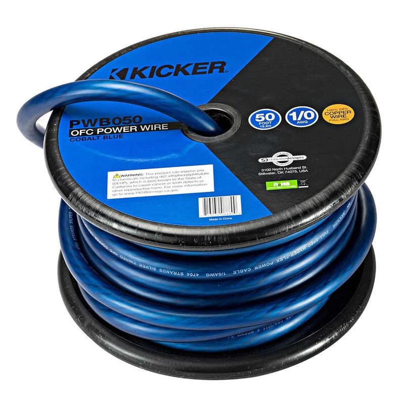KICKER PWB050 50′ 1/0AWG Power Wire – Blue [46PWB050]