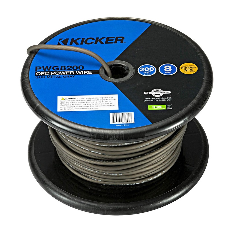 KICKER PWG8200 200′ 8AWG Power Wire – Grey [46PWG8200]