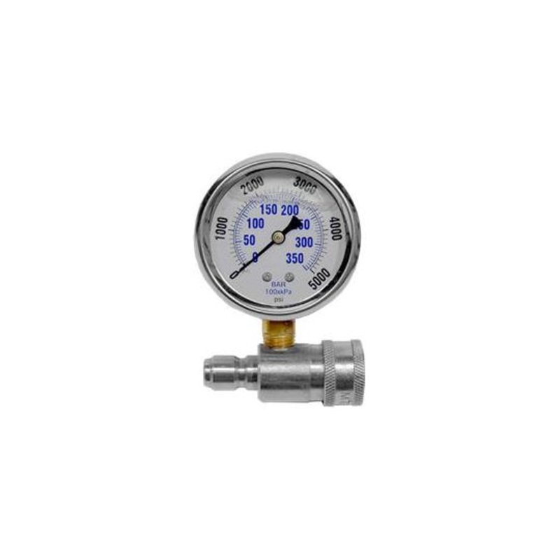 MTM Hydro 5000 PSI Top Mount Gauge on Stainless QC Fitting